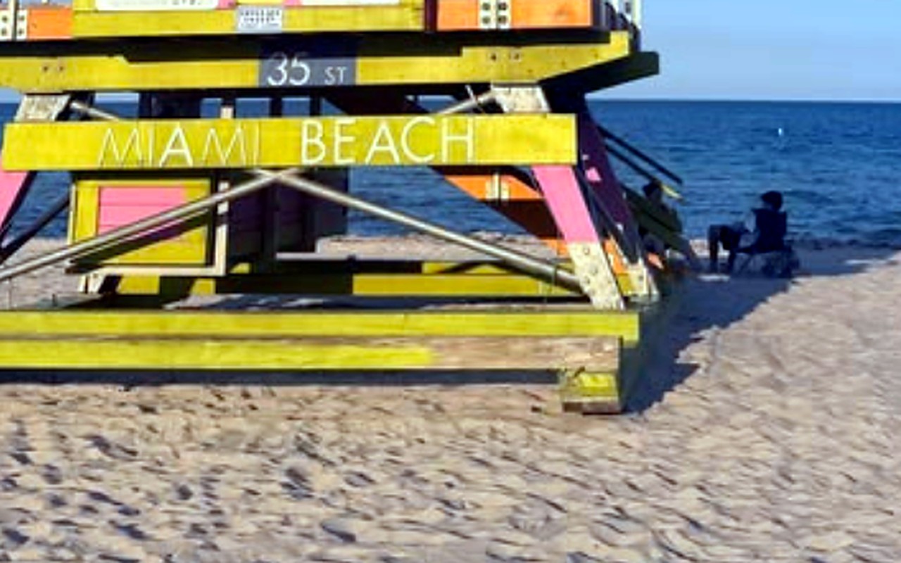 The 35th Street lifeguard tower on the sand, a daily view when living in Miami Beach